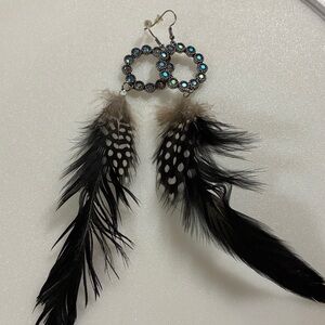 Black and White Feather Earrings